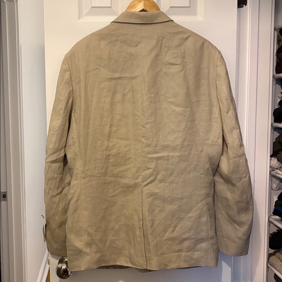 NWT Lauren Ralph Lauren Tan 2 Button Linen Blazer 44R - Picture 3 of 7